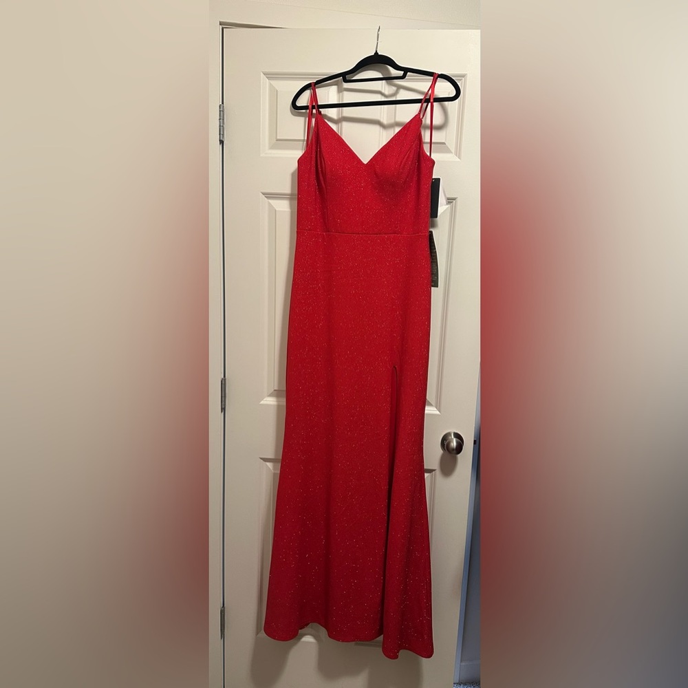 Red Spaghetti Strap Gown